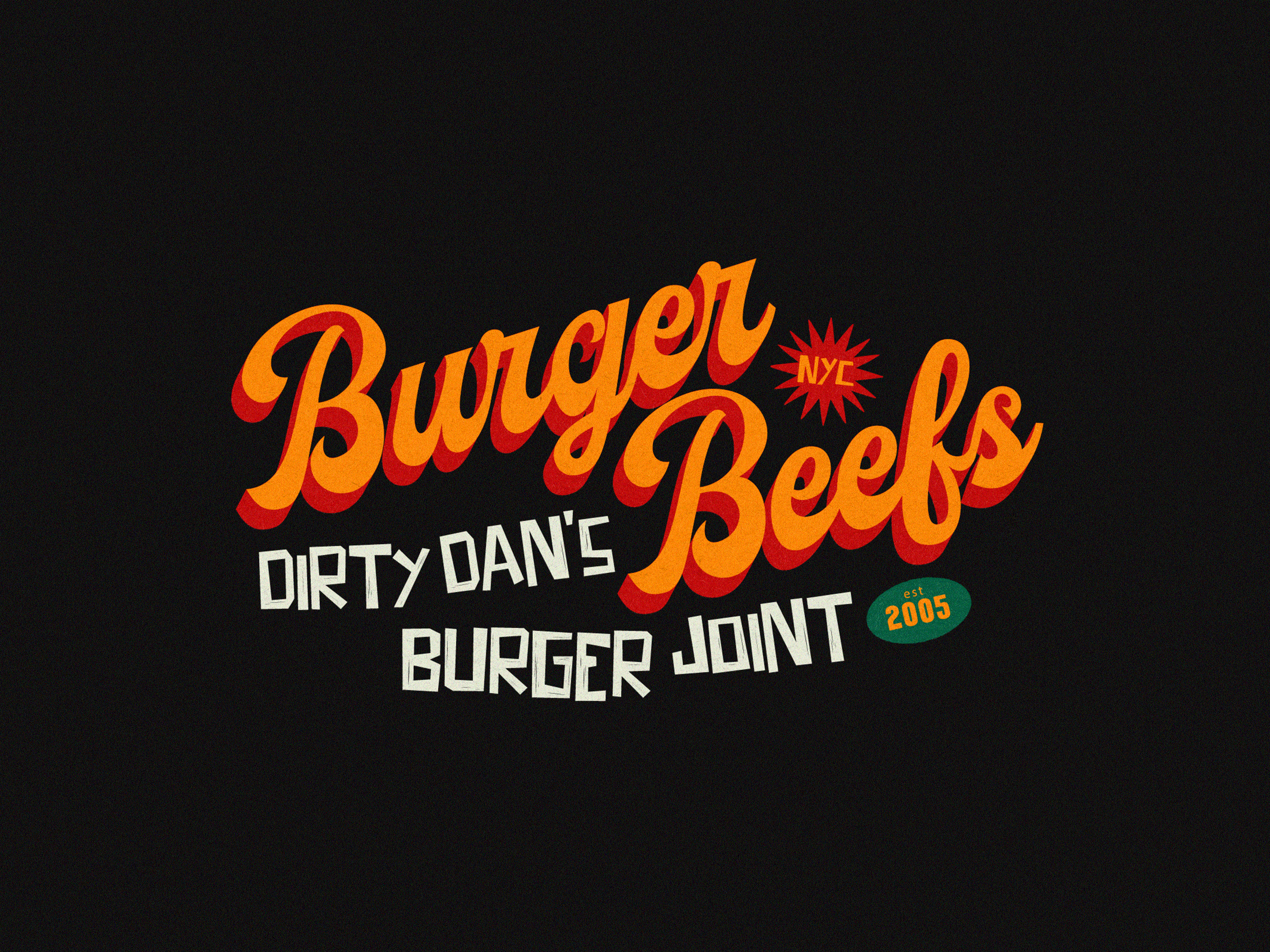 Dirty Dan's animated badge branding burger food freelancer graphic design hand drawn illustration lettering logo nikola obradovic design old school ondsn retro sign texture typography vector vintage