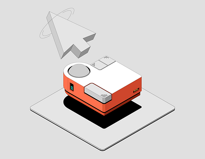 Trackball Illu arrow battery cursor graphic design illustrator isometric mouse mousepad retro trackball vector