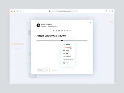 Content Editor adaptive design article editor live editing minimal design news responsive design text editor web