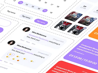 Design System for a Task Manager app design calendar card comments components design system ios productivity tags task management time tracking