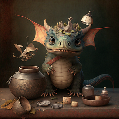 The Mischievous Little Dragon design illustration