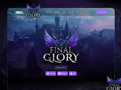 Meta Arena – Final Glory Web3 Fantasy Game Landing Page 2 play game compliant ai behavior. crypto game crypto game landing page crypto gaming fantasy game ui game game 3d game 3d ai game ai game landing page games gaming website graphic design logo meta arena mobile games multi platform downloads nft games web design