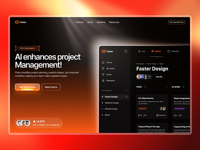 AI-Powered Project Management Website ai design product project management saas service startup ui ux web website