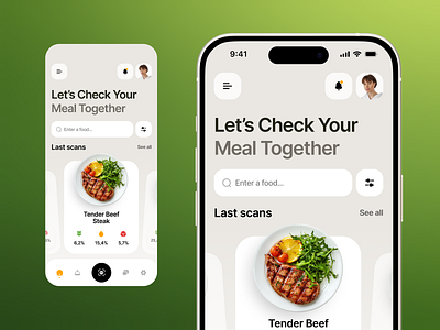 Food Scanner Mobile App UI Design ai ai food app android app design calorie tracker figma food app food diary health app ios minimal design mobile app mobile app design mobile ui modern app neumorphism nutrition app product design