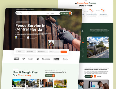 Fence Contractor Website Design - Conversion Focused branding construction fencing contractor fencing website figma landing page responsive deisgn ui uiux user interface web web design website design wordpress