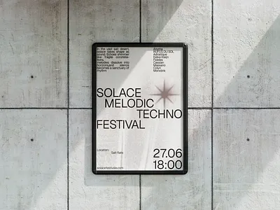 Poster Design | Melodic Techno in the Salt Desert design festival graphic design minimalist layout modular grid music branding music poster poster poster design salt desert solace star swiss typography techno typography