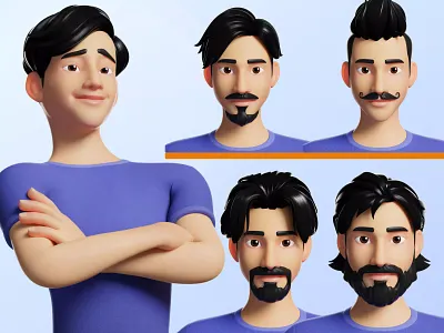 Customizable 3D Asian character 3d 3d character 3d model asian blender branding cartoon customizable design illustration illustrations male man render resources stylized ui