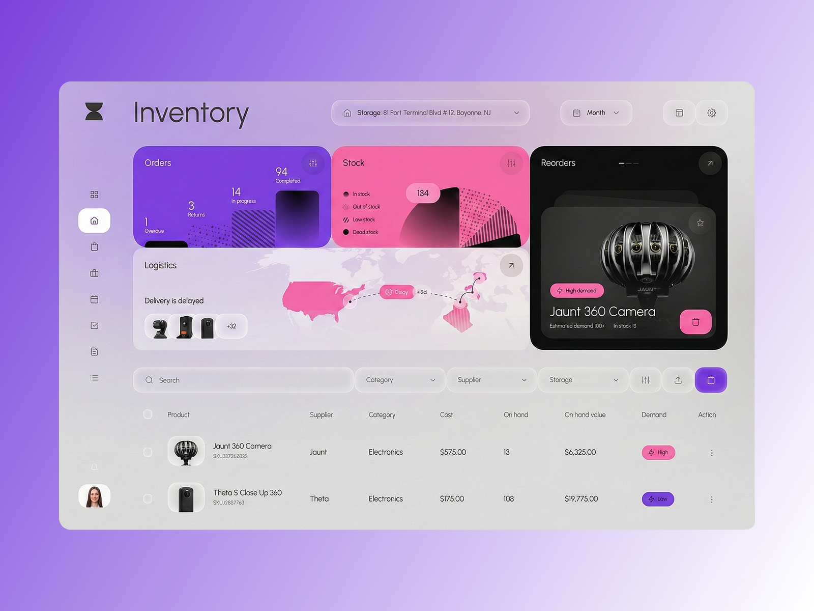 Example of AI Inventory Dashboard – Smart Stock & Logistics UI