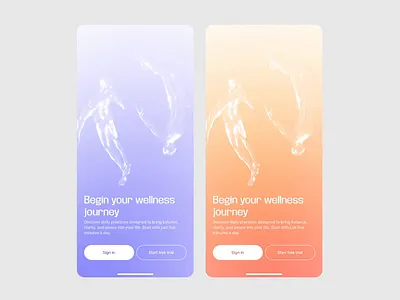 Wellness Mobile App Onboarding app design designer figma gradient illustration meditation mobile mobile app mobile design ui uiux uiuxdesign ux wellbeing wellness