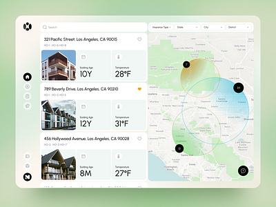 Property Web Dashboard Design analytics dashboard clean ui dashboard design data visualization geolocation insurance app insurance tech maps ui minimal design product design property management real estate ui real time analytics saas design ui design ui ux ux design web design