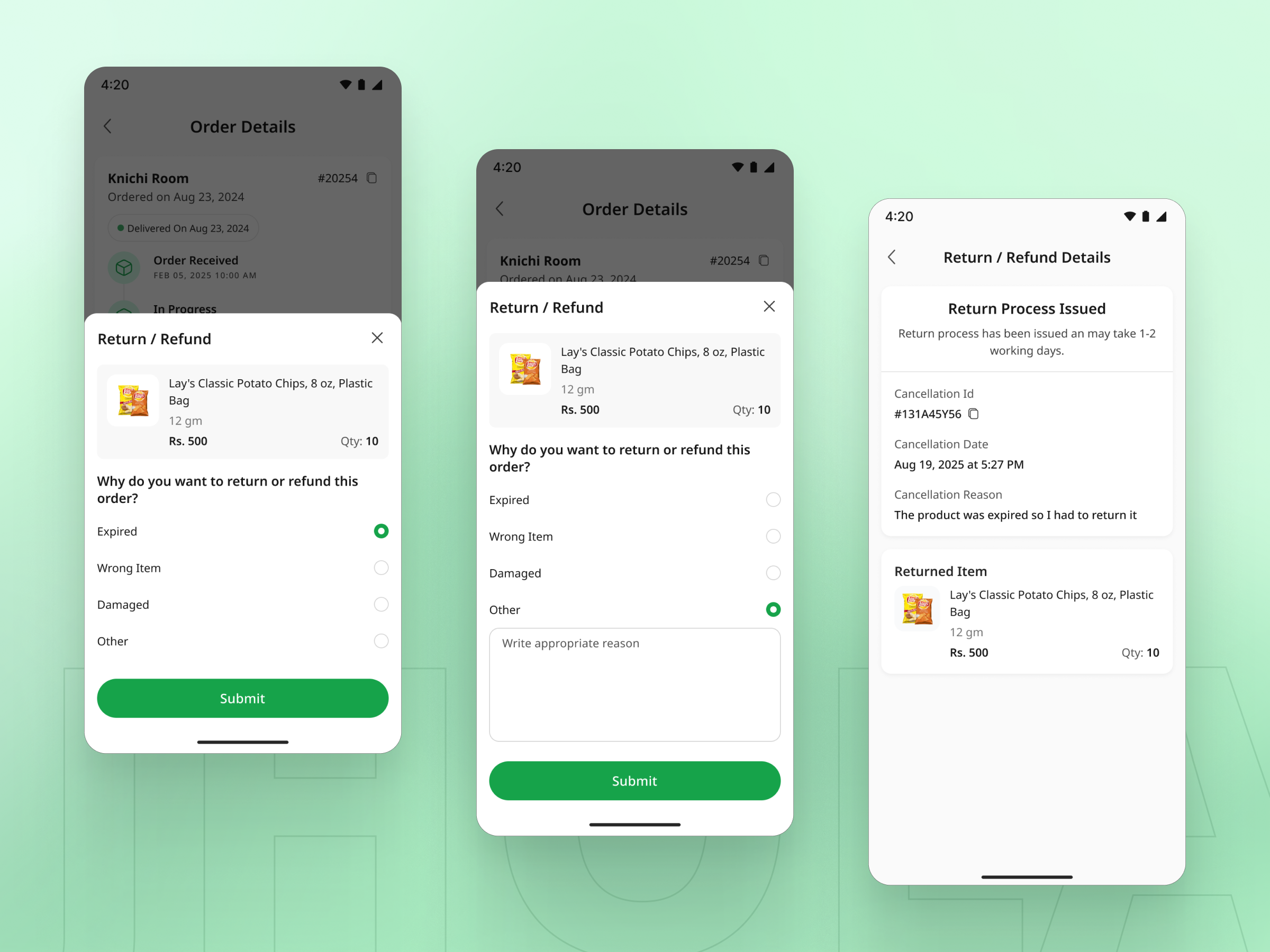 Cancel Order - Jhola Grocery App cancel order cancel order ui ecommerce inspiration mobile app ui ui design