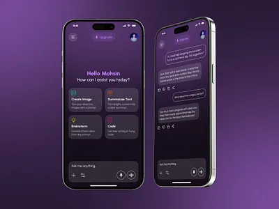 AI Chatbot Mobile App UI Design ai ai chatbot app design chatbot chatbot ui design mobile mobile app design popular ui ui design user interface