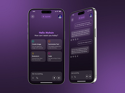AI Chatbot Mobile App UI Design ai ai chatbot app design chatbot chatbot ui design mobile mobile app design popular ui ui design user interface