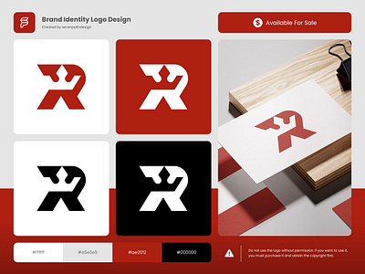 Letter R Crown Logo (Premade Logo For Sale) brand identity branding business logo company logo corporate logo crown grapic design king kingdom letter r logo logo design logo template logomark logos premade logo r r initial r logo rmonogram