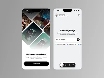 AI Shopping Assistant UI Design ai chat ui ai powered app ai shopping app app concept chat ui clean ui ecommerce app ecommerce ui figma design flutter ui iphone mockup minimal app design mobile app design modern mobile design onboarding screen product recommendation ui shopping assistant ui design user interface ux design