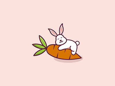 Cute Sleep Rabbit Logo animal app branding carrot cute design graphic design illustration logo rabbit sleep typography ui ux vector