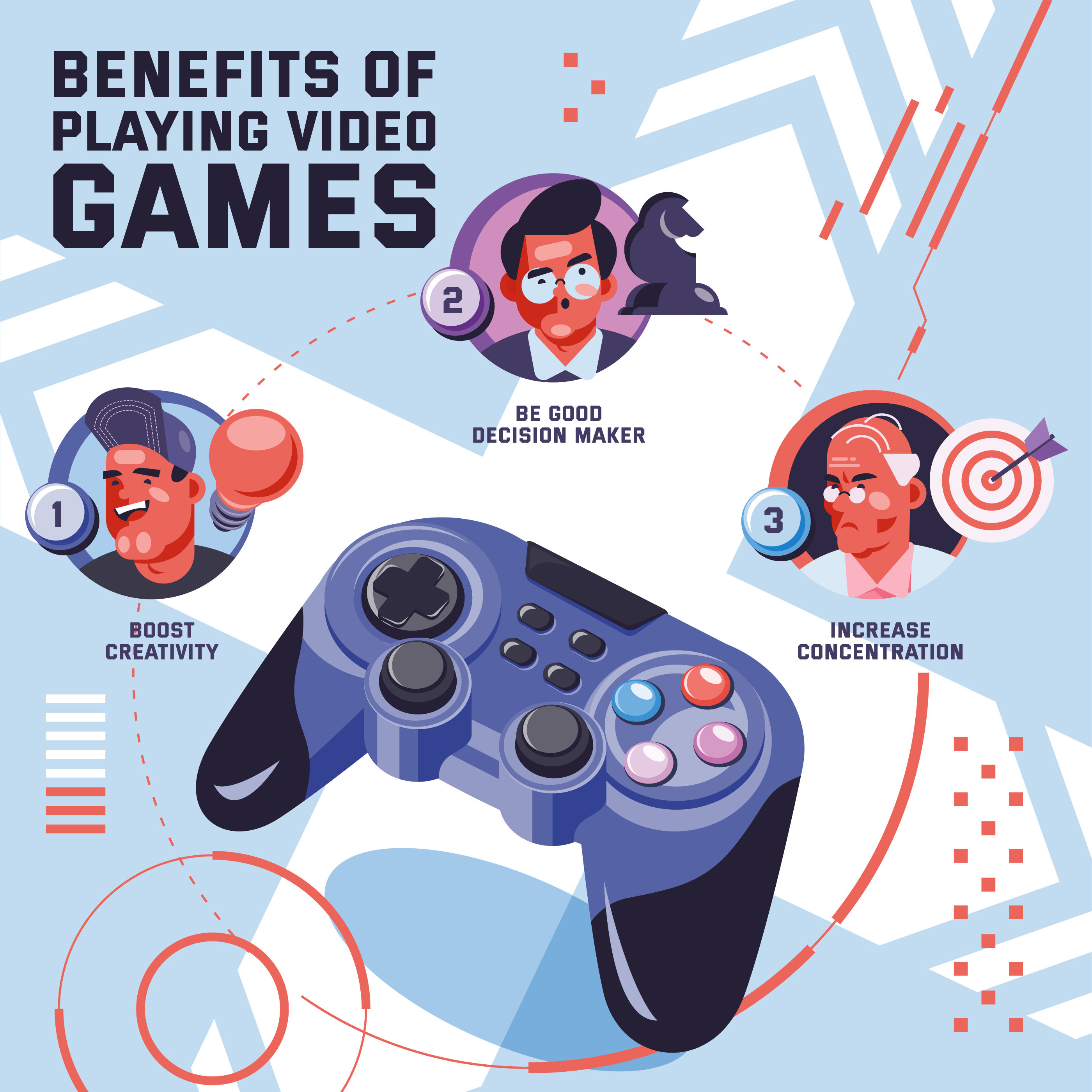 Benefits of Playing Video Games digital illustration graphic design illustration vector