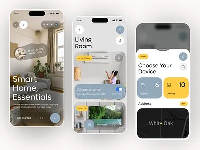 Smart Home Mobile App Design android app design clean control home design home home station ios luxury home mobile app monitoring product design smart smart devices smart home smart home app smart house ui uiux uiux design