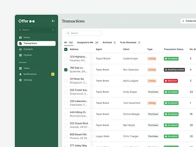 Offer - Transactions branding design list minimal product status tables ui upload ux widgets