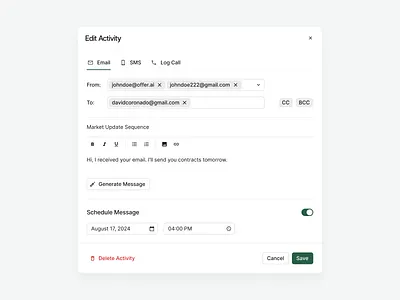 Offer - Contacts activity design kanbanboard minimal pipeline product schedule table ui ux