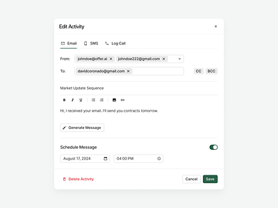 Offer - Contacts activity design kanbanboard minimal pipeline product schedule table ui ux