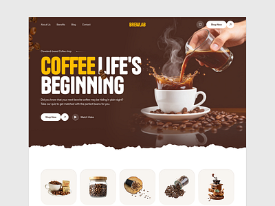 BrewLab - Coffee Shop Website Design best coffee website designs 2025 brewlab coffee website brewlab coffee website design coffee e commerce website ui coffee hero section design coffee landing page inspiration coffee shop landing page coffee shop website design dark theme landing page modern cafe website template product design product landing page ui restaurant website ui specialty coffee brand website specialty coffee web design uiux design for coffee brands web design website design