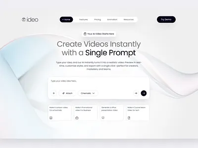 AI-Powered Video Creation – Next-Gen SaaS Hero UI ai ai video generator aidesign aiui cleanui creative ui designinspiration dribbblebest herosection landingpagedesign modernui saas saasdesign texttovideo trending ui uiconcept uidesign videogenerator website