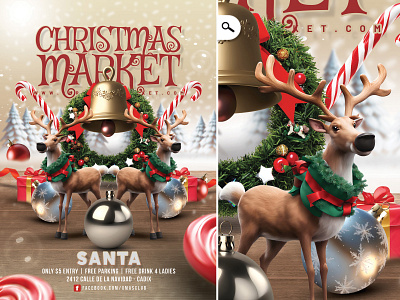 Holiday Season Christmas Market Flyer christmas club entertainment eve evening event flyer holiday season market night party print promotional santa claus seasonal special template themed winter xmas