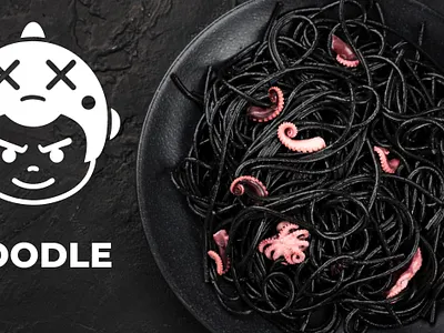 Black Noodle asian food black and white bold design brand identity branding character design creative logo food logo graphic design illustration logo mascot logo modern logo noodle logo restaurant branding vector