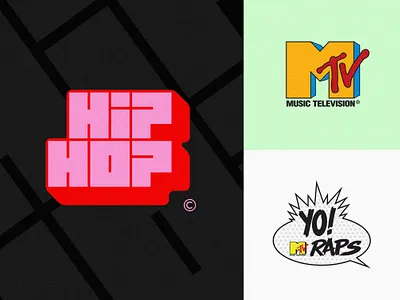Hip Hop Wordmark 3d branding celebration channel city fanart grid hip hop homage logo mtv music program raps street television urban yo