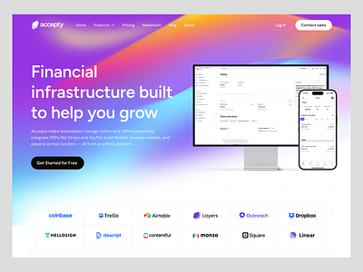 Accepty — Finance Website Design banking website clean website creative website design finance website fintech fintech website interface landing page modern website product design saas website design uiux ux ui landing page wavespace web ui web ux website design website designer