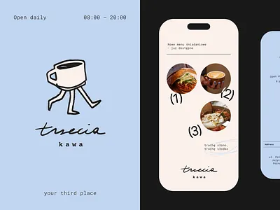 third coffee - brand identity baby blue blue brand identity branding cafe coffee coffee shop hand drawn logo