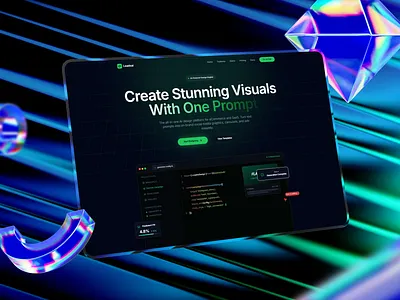 AI SaaS landing page design - LeadxAI dark dark mode dark mode website design homepage landing landing page minimalistic landing page prompt saas saas landing saas website ui web design website