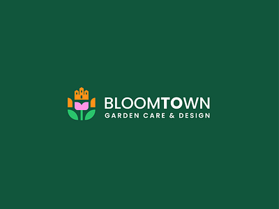 bloomtown bloom care flower garden garden logo gardening green home house house logo logo design plant planting town