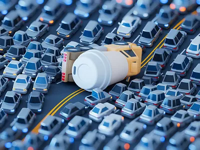 Morning Commute 3d 3dmodel 3drender c4d car cinema4d commute illustration redshift3d render