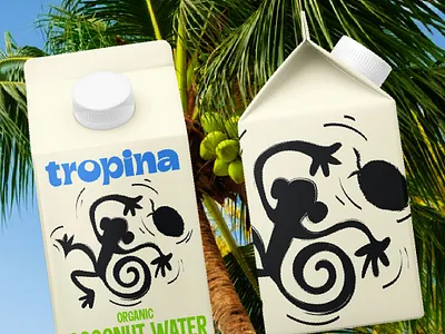Tropina - coconut water brand bevarage bottle branding coconut design graphic design illustration label design logo packaging design visual design water