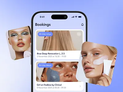 Beauty App | UX/UI app appointment beauty booking card care design face girl haircut makeup mobile photo product design salon time ui ux