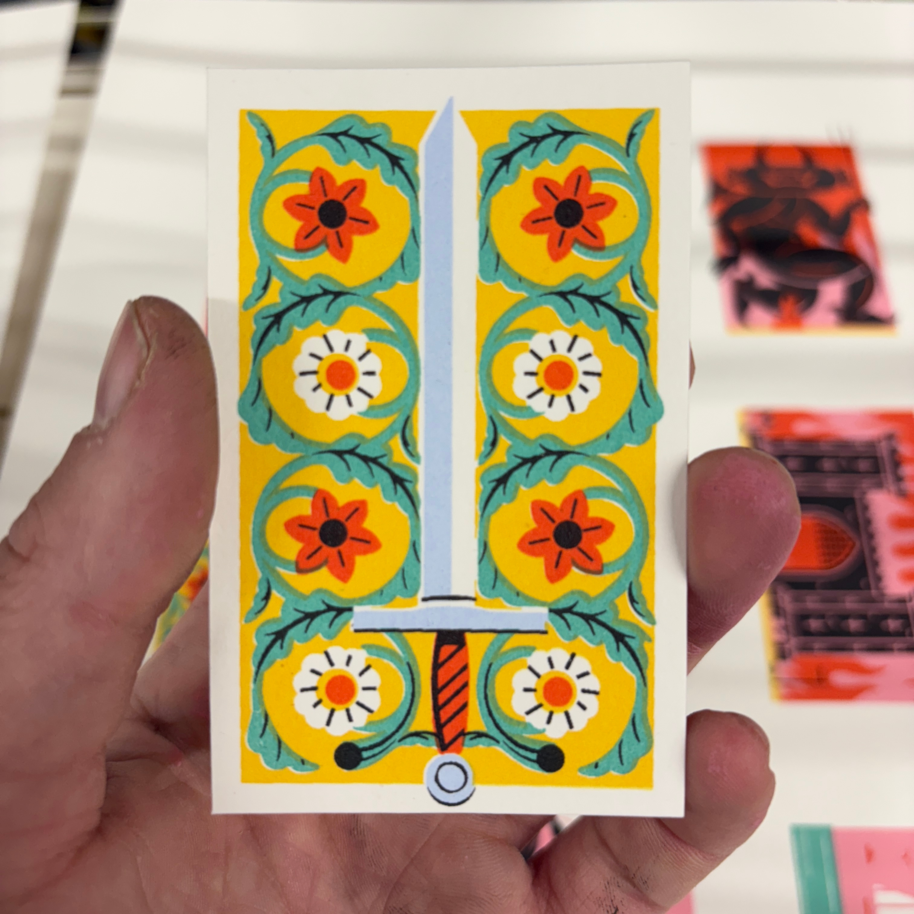 Long Sword Mini Screen Print colour design editorial illustration illustration print print making screen printing