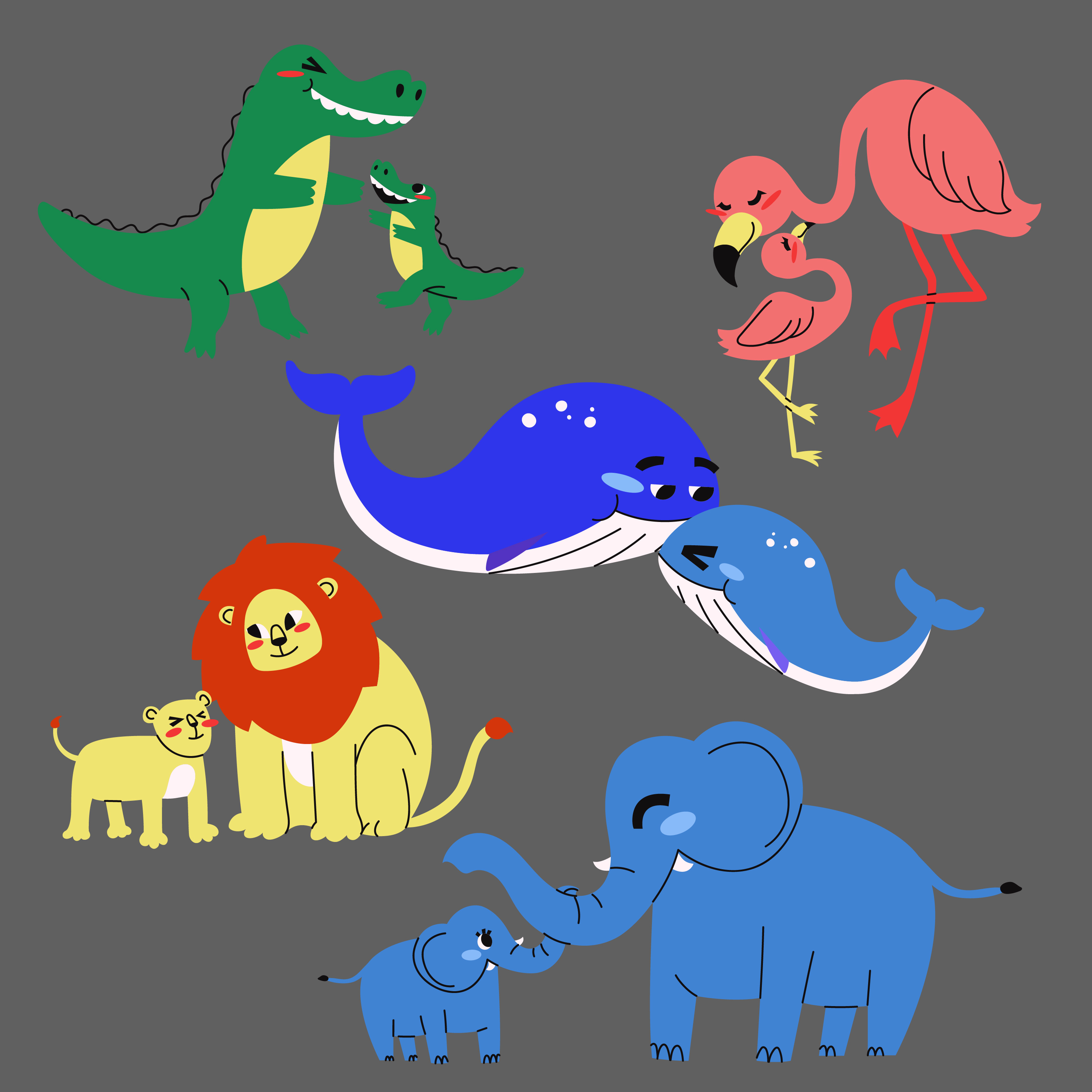 Animals Family Asset Illustration