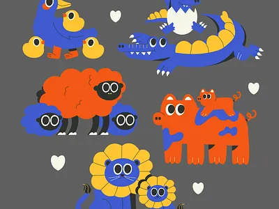 Animals Family Asset Illustration