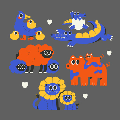 Animals Family Asset Illustration