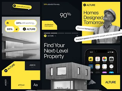 ALTURE – Bold Branding for a Modern Property Vision app architecture branding dashboard house illustration minimal propertydesign real estate yellow