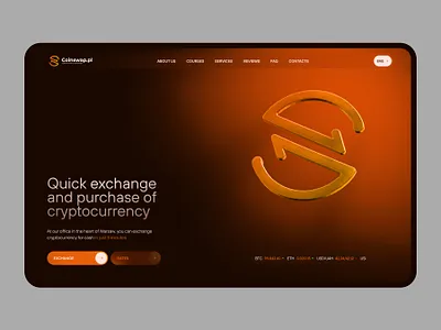 Cryptocurrency Exchange - Coinswap | Landing Page crypto crypto exchange crypto landing crypto swap cryptocurrency cryptocurrency swap design exchange landing landing page platform swap ui ux web web3