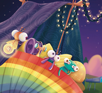 Night time, children's book story and illustrations character design children illustration illustration procreate raster illustration
