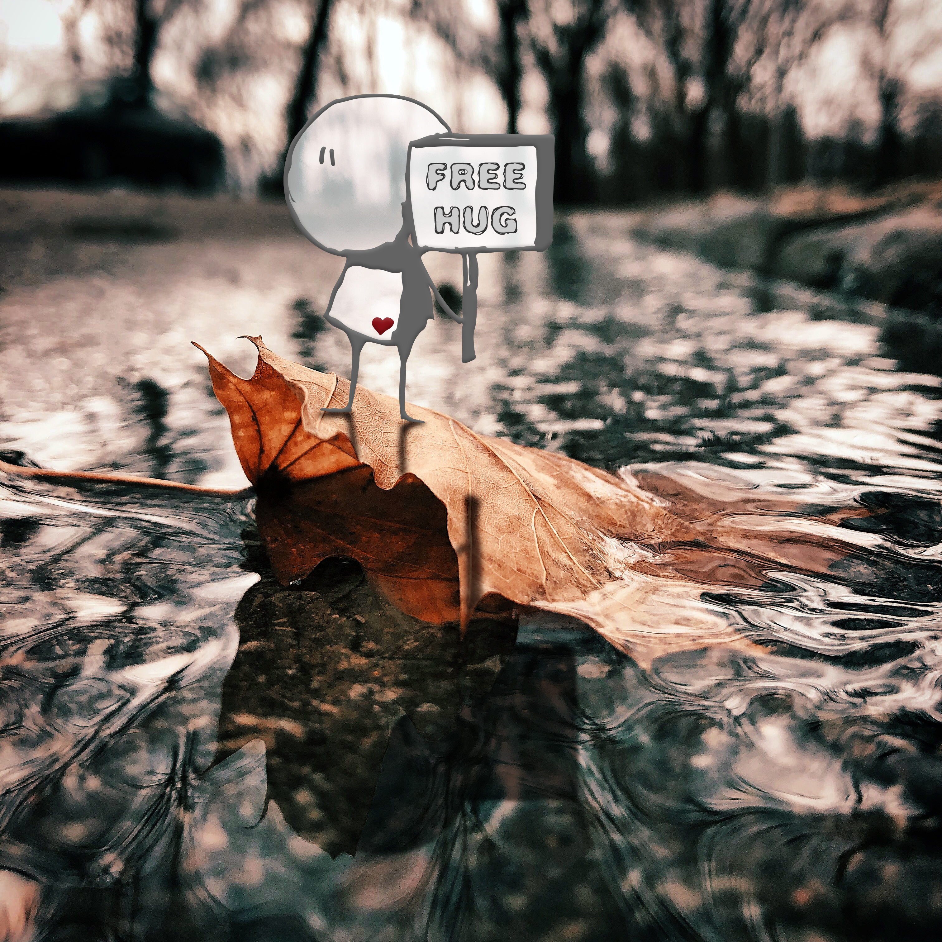 Free Hug autumn be there for you content creator esroozbeh free hug good vibes graphic design happiness illustration leaf love photography river roozbeh esmailzadeh برگ بغلم کن حس خوب روزبه اسماعیل زاده محبت پاییز