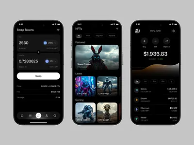 NFT Marketplace App - Buying, Selling & Manage app concept blockchain clean ui crypto app design system digital assets digital collectibles fintech design ft marketplace marketplace app minimal interface mobile app mobile experience product design product strategy secure transactions trading platform ui design ux design web3 design