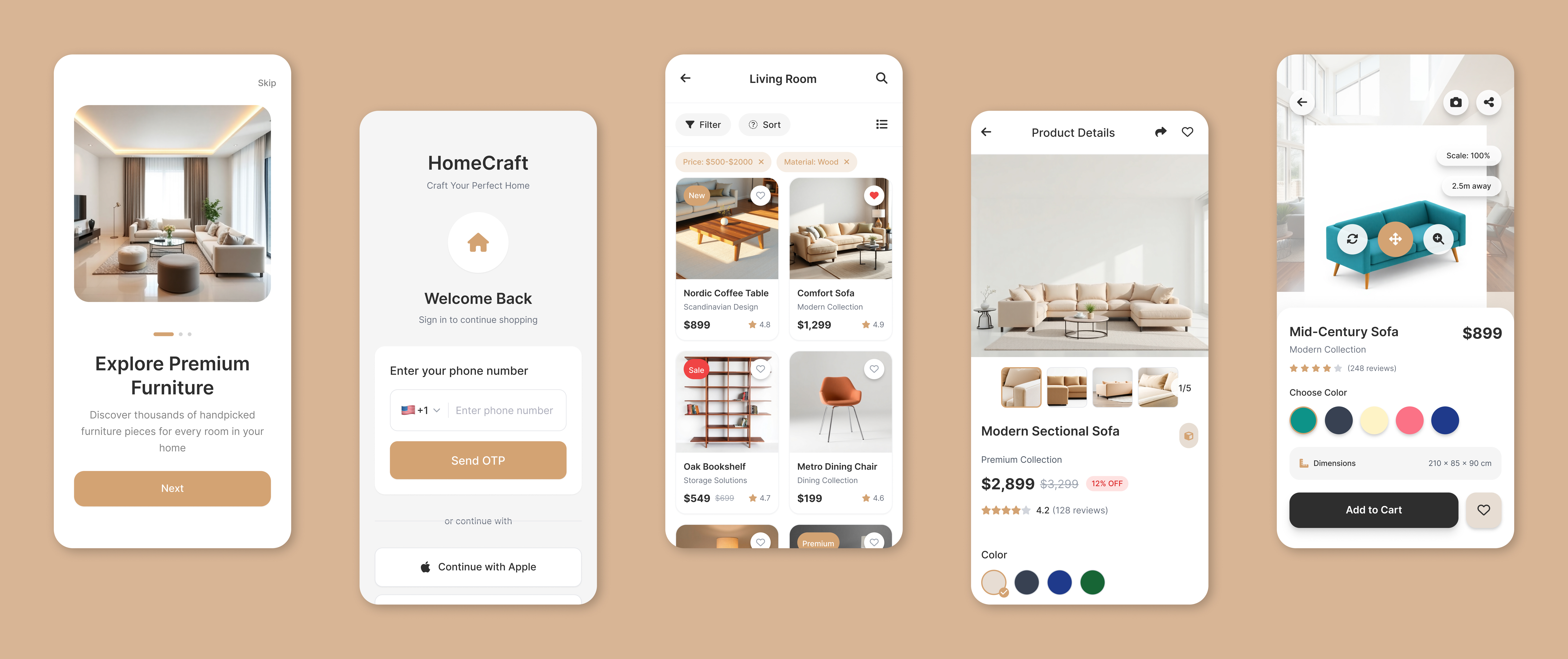 HomeCraft - Furniture App furniture homecraft logo sofa ui ux