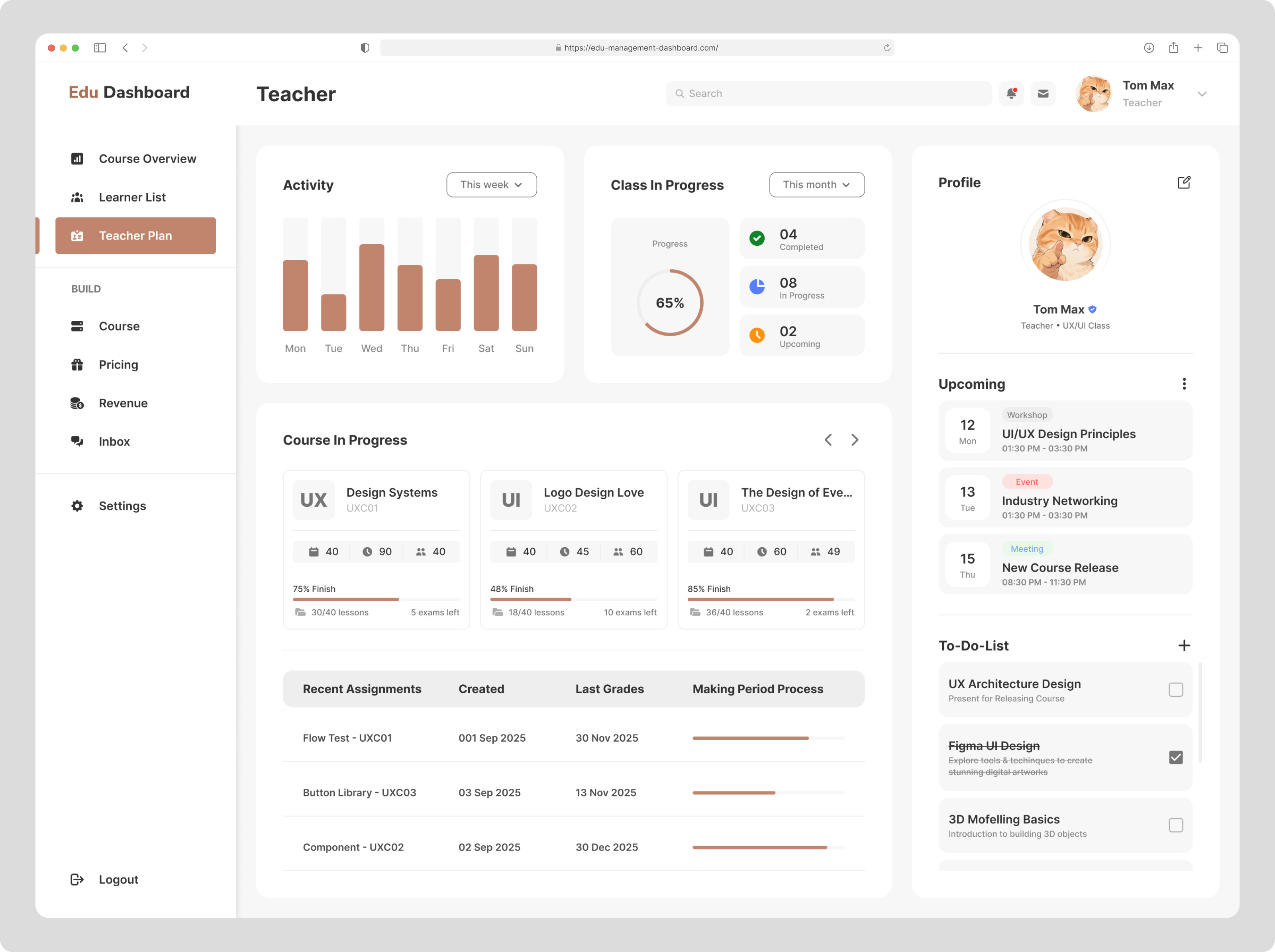 Edu Management Dashboard // Web Design branding dashboard education figma ui uiux design ux web design