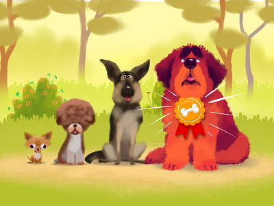 Flipflop dogs 02 animals animation book character characters chihuahua children cute dogs german shepherd illustration kids lagotto romagnolo pets st. bernard dog woods