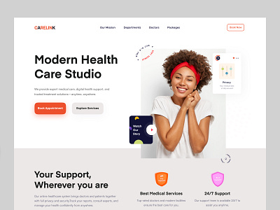 Telemedicine clean design clinic digital health doctor platform healthcare medical landing minimal ui modern ui product design saas website telemedicine uiux user interface web design wellness website